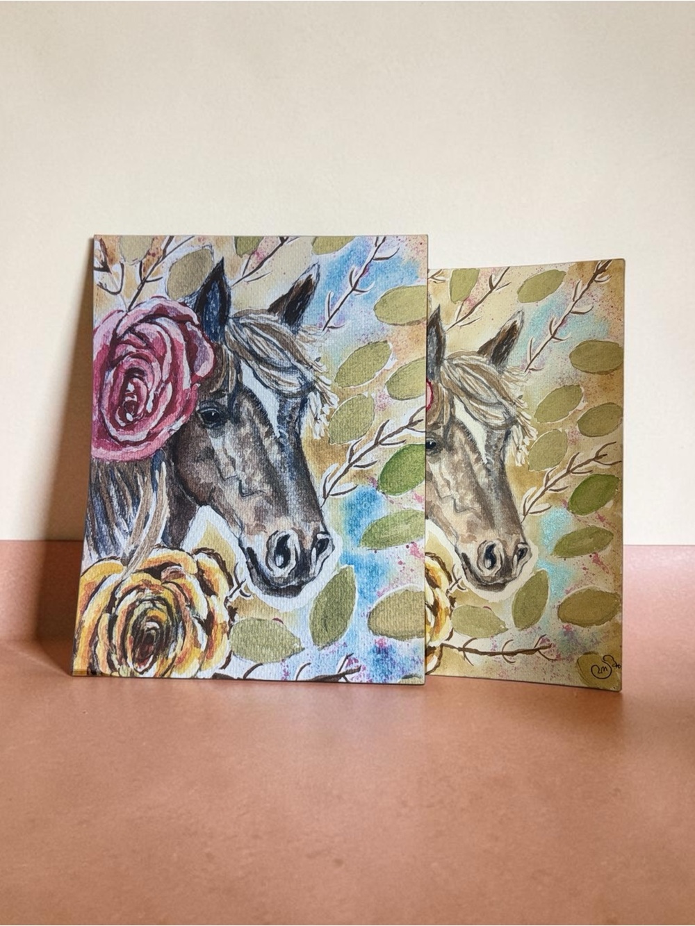Western Rose Horse – Colorful Floral Equine Art Print by Briefcase Artist 8X10